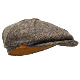 Borges & Scott Lomond Newsboy Flat Cap, Harris Tweed, 100% Hand-Woven Wool, Water Resistant - 56