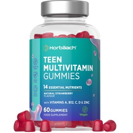 Horbaach Teen Multivitamin Gummies Vitamins for Teenagers 60 Vegan Gummies for the Immune System with Vitamin A, C, D, B12, Zinc & More