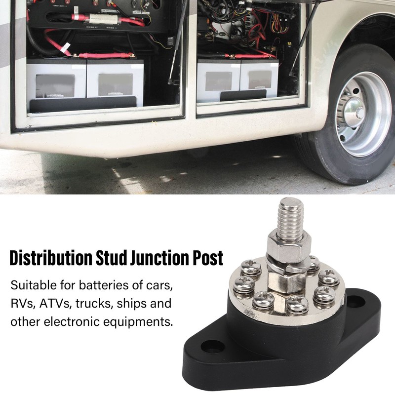 Distribution Stud Junction Post Black 3/8in 300A with Transparent Cover