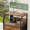 Furnulem Night Stand with Charging Station, USB Ports and Outlets,