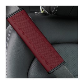 Osilly Car Seat Belt Pads, 2 Pack Fiber Leather Seatbelt Shoulder Strap Covers, More Comfort Driving & Protect Your Neck, Universal Safety Strap Cover for Auto SUV Truck Airplane Backpack (Wine Red)