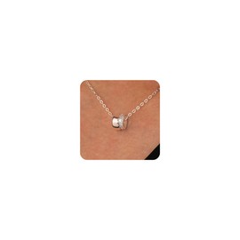 ALEXCRAFT Necklace for Women Silver Necklace with Double Ring Pendant Zircon Charm Pendant – Adjustable Chain O-Link Chain Clavicle Chain Gift for Women 40+5cm