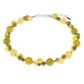 Adi-Modeschmuck Amelie Necklace Elegant Interwoven Blend of Polaris and Glass Beads in Attractive Colour Combinations Handmade in Berlin, Brass, Glass