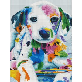 Gofission 11ct Stamped Cross Stitch Kits for Adults Beginners, Colorful Dog Animal DIY Pre Printed Cross Stitch Embroidery Set with Accessories Wall Decor 36x46cm (Dog)