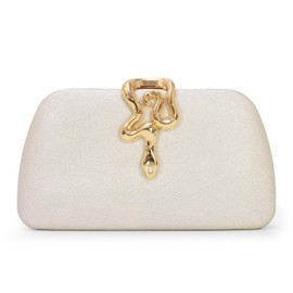 OPLERT Clutch Purse for Women Glitter Evening Bags with Chain for Party Prom Cocktail Wedding, White