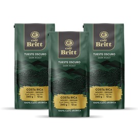 Café Britt® - Costa Rican Dark Roast Coffee (12 oz.) (3-Pack) - Ground, Arabica Coffee, Kosher, Gluten Free, 100% Gourmet & Dark Roast