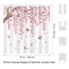COZZSNUGE Pink Cherry Blossom Shower Curtain, Japanese Sakura Floral Birds