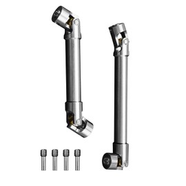 Vaticas 1/10 RC Drive Shaft Fit for 1/10 RC Crawler Car TRX4 Axial SCX10 TRX4 90046, 2pcs Stainless Steel Drive Shaft 94-125mm/117-168mm Sliver