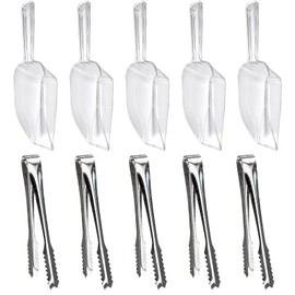 10 Pcs Sweet Scoops and Tongs Set, 5 Sugar Tong and 5 Ice Scoop Suitable