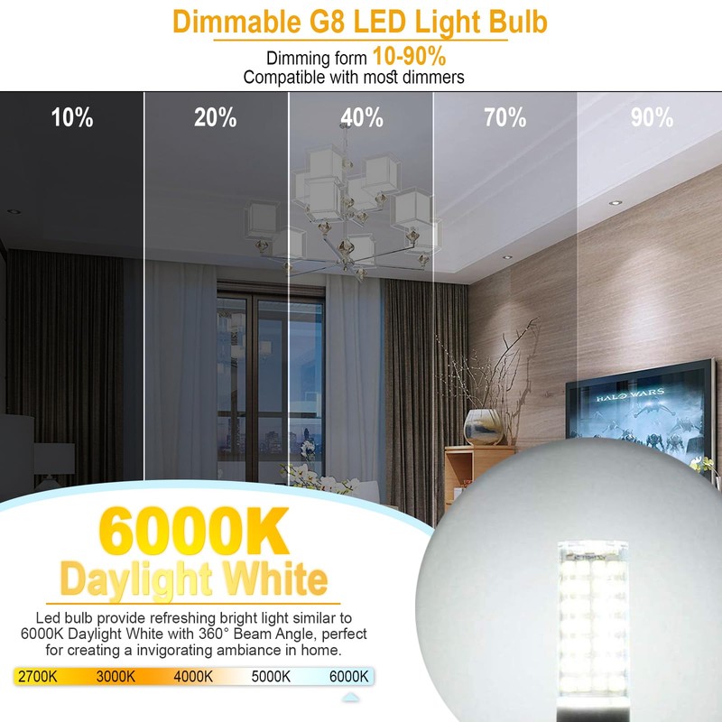 5 Pack - G8 GY8.6 LED Light Bulbs Dimmable 7W