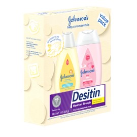 Johnson's Baby Care Essentials Gift Set, Body Lotion, & Zinc Oxide Diaper Rash Paste for Baby's Delicate Skin, Value Pack, Travel-Size, Bath Essentials Must Haves, Baby Gifts, 3 Items