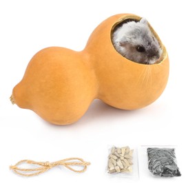 Natural Hamster Hideout, Hamster House, Hamster Toys, Hamster Cage Accessories, Hamster Hide Chew Toys &Bedding Habitat Decor for Hamster or Other Small-Sized Animals (S(3.7in*1.9in))