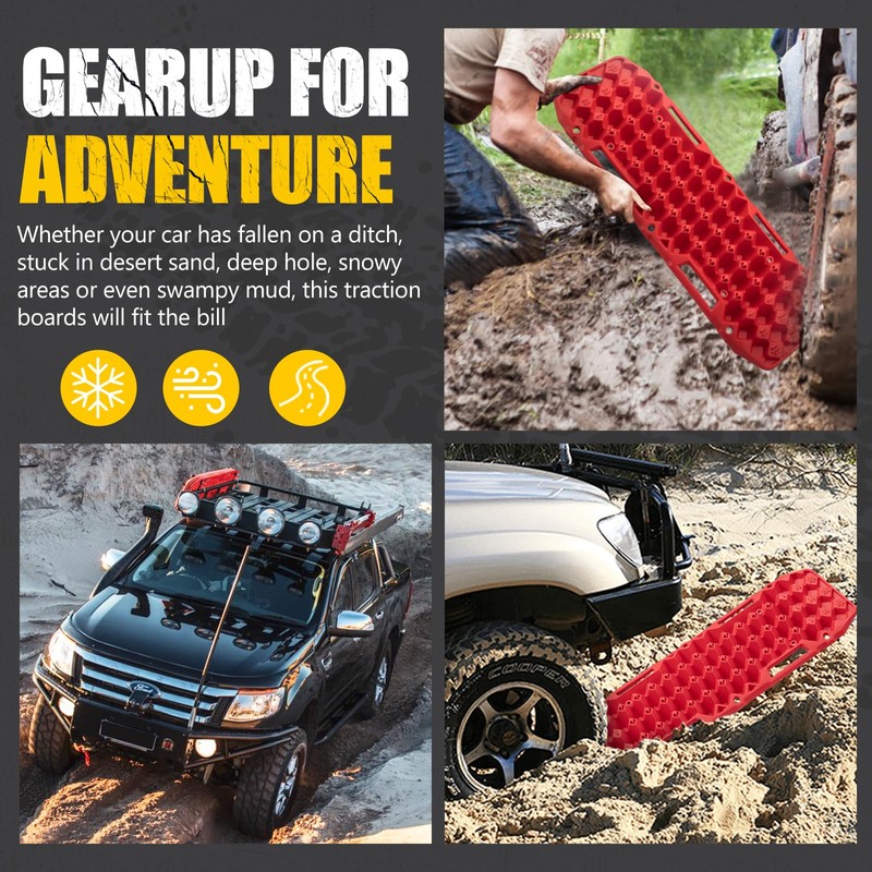 BUNKER INDUST Off-Road Traction Boards, Pair Recovery Tracks Traction Mat