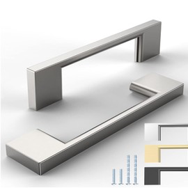 ELEBUILD Pack of 6, 160 mm, brushed nickel, cabinet handles, modern slim kitchen handles