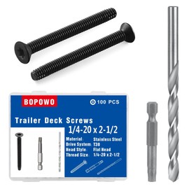 Bopowo 1/4-20 x 2-1/2 Flat Head Floorboard Thread Cutting Screws, Type F, (Star - Six Lobe - Torx Drive), Black Phosphate Finish, Package Contains T-30 Drive and 7/32 Drill bit
