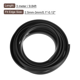 sourcing map U Channel Edge Trim, 9.8ft Length Rubber Guard Seal Strip Edge Protector Flat Type Fit for 2.5-3mm Edge, (9/32" W x 25/64" H) Black