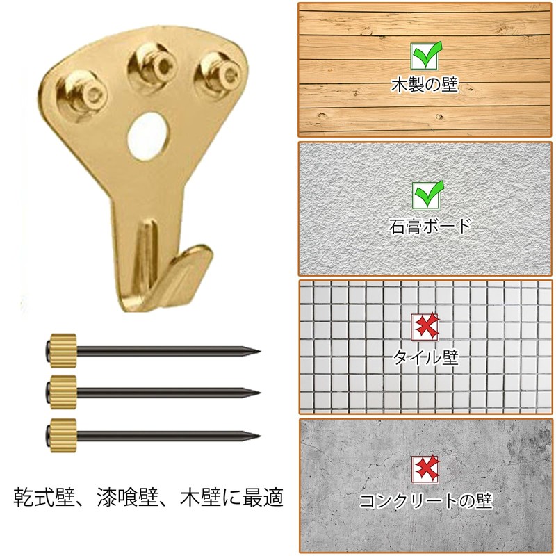 5WYOUKE Wall Hanging Hooks with Nails, 10 Pieces, Load Capacity
