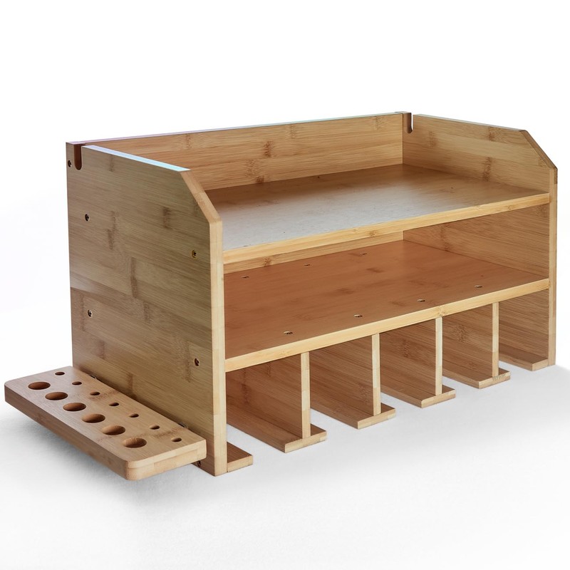 DupliM Bamboo Wall-Mounted Power Tool Organizer, Power Drill Holder and
