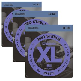 D'Addario Electric Guitar Strings | Pro-Steels | EPS515 | Medium | 3 Pack