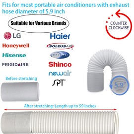 Coolaihan Portable Air Conditioner Vent Kit with 5.9" Exhaust Hose Universal Seal for AC Unit, Window Kit with Coupler for Sliding Horizontal or Vertical Windows