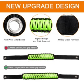 cartaoo Ford Bronco Roll Bar Grab Handles, Premium Paracord Grips Fit 2021 2022 Ford Bronco Accessories, Interior Accessories (Green 2Pcs)