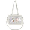 Women's Spacious Kawaii White Crossbody Ita Bag with Mesh Pin