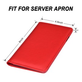 Server Books for Waitress - Leather Waiter Book Server Wallet with Zipper Pocket, Cute Waitress Book&Waitstaff Organizer with Money Pocket Fit Server Apron（Classic Red）