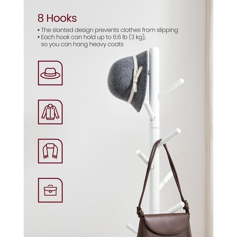 VASAGLE Solid Wood Coat Rack, Free Standing Tree-Shaped Coat Rack