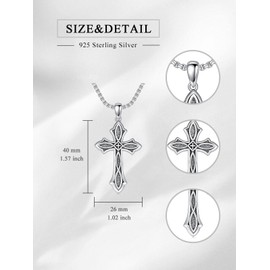 Swordgod Celtic Cross Necklace for Men Women S925 Sterling Silver Celtic Knot Cross Necklace Irish Cross Pendant Religious Protection Amulet Faith Jewelry Christmas Gifts for Him Her