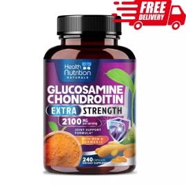 Health Nutrition Naturals Glucosamine Chondroitin 240 ct MSM Triple Strength Turmeric Joint Support 2100mg