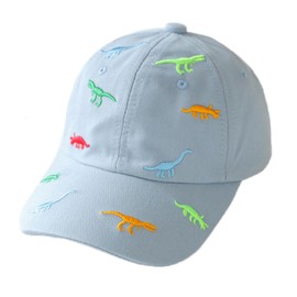 Children's Baseball Cap for Boys Girls Dinosaur Embroidery Adjustable Sports Cotton Cap Sun Hat UV Protection Baseball Cap Summer Autumn Kids Peaked Cap Golf Cap for 2-6 Years Baby Boys Girls, blue