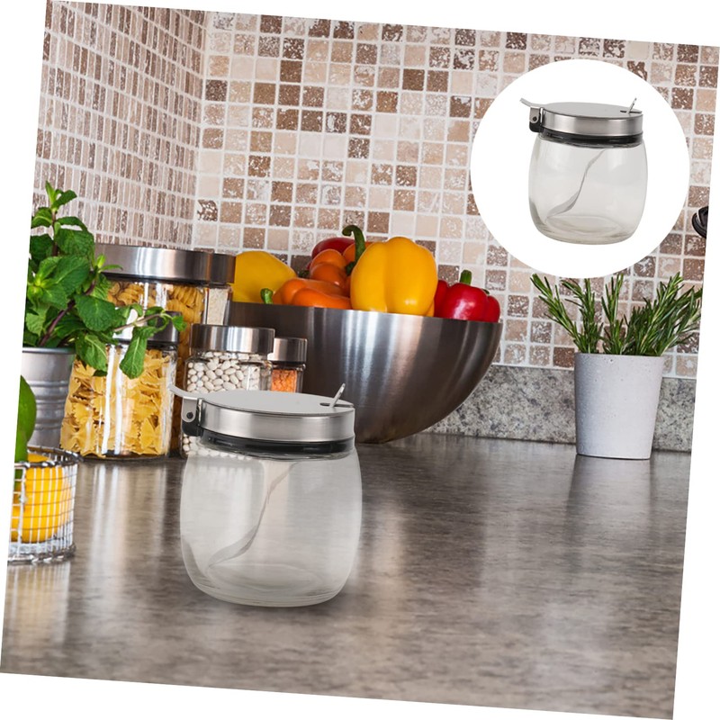 2Pcs Glass Jars with Airtight Lids for Kitchen Storage Clear