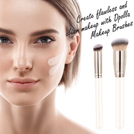 Pinceles de maquillaje Dpolla Pro Foundation Brush y corrector impecable, perfectos para cualquier aspecto, cepillo de contorno de cabello de lujo premium perfecto para mezclar líquidos, pulir, crema, esculpir, maquillaje mineral (blanco)