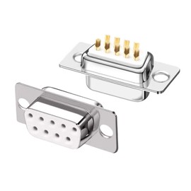 10PCS DB9 Female RS232 D-SUB Serial Solder Cup Connectors Kit, Gold Plated Joints Solder Type 9 Pin Port Couplers with Plastic Hoods, Strain Relief Grommet and Screws