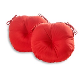 South Pine Porch AM5816S2-SALSA Solid Salsa Red 15-inch Round Outdoor Bistro Chair Cushion, Set of 2
