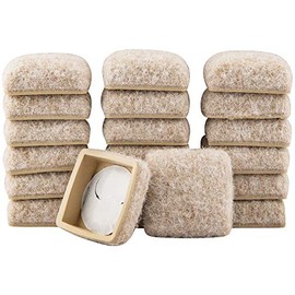 Super Sliders 1 1/4" Square Secure Grip Formed Felt Furniture Pads - Protect Hardwood, Tile & Laminate Surfaces, Beige (20 Pack)
