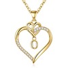 STORUP Dainty Heart Necklace, 14K Gold Plated Heart Initial O