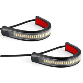 LivTee Motorcycle Turn Signals, Dual-Color White & Amber Fork Switchback LED Turn Signal, Motorcycle Blinkers with DRL, Waterproof Adjustable Light Bar for Motorbike, Ebike, Dirt Bike(2PCS)