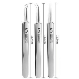3 Pcs Silver Professional Blackhead Tweezer Professional Facial Blackhead Remover Tweezers Precision Extractor Acne Removal Kit Pimple Popper Tool with Storage Box Skin Care Tools