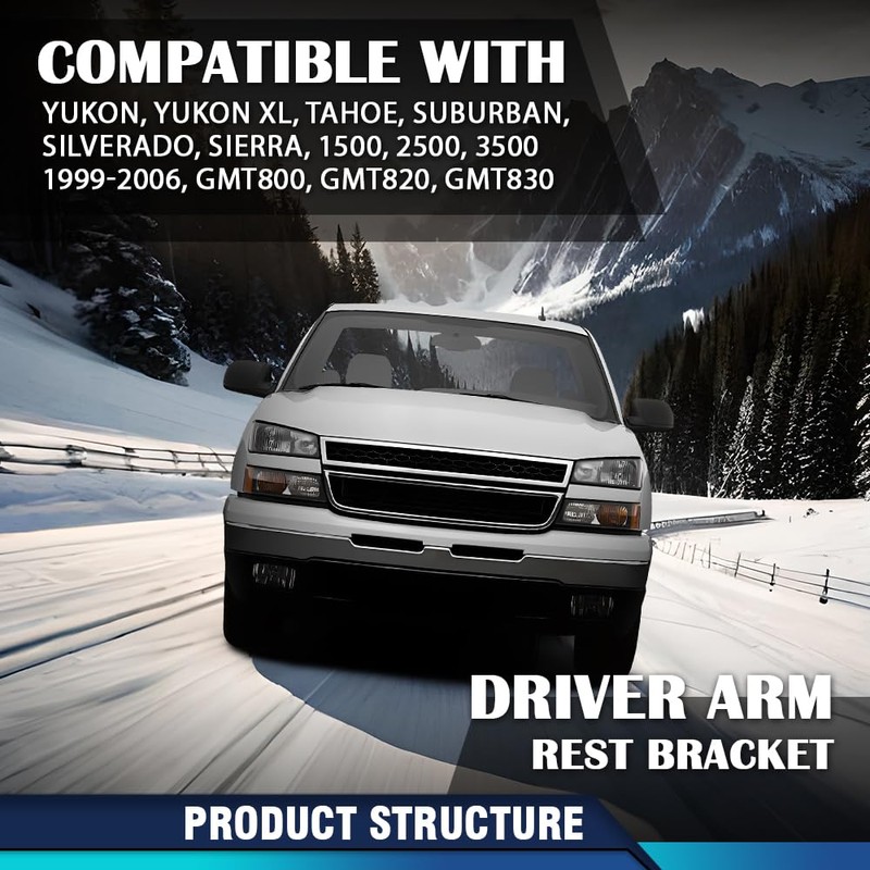 PIT66 Driver Armrest Bracket, Fit Chevy Silverado GMC Sierra 1500