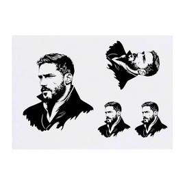 4 x 'Masculine Man' Temporary Tattoos - Water Resistant, Skin-Safe, Non-Toxic Transfers, Mixed Sizes (TO00077296)