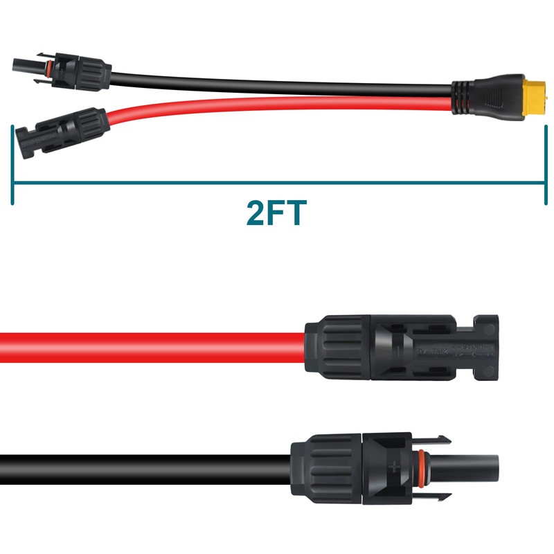 MENTBERY XT60 Connector, MC4 to XT60 Extension Charging Cable 2FT,