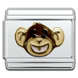 Fablinks Italian Bracelet Charms, 9mm Stainless Steel Charm Link for Women, Modular Jewelry Links for Men (Monkey 2)
