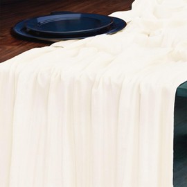 Owluny Cheesecloth Gauze Table Runner Boho Wedding Table Runners for Home Holiday Party Bridal Wedding Arch Decor (Beige)