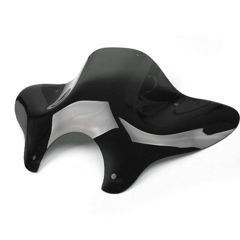 Universal Motorcycle Cruiser Windshield Windscreen With Mounting Kit (Black)