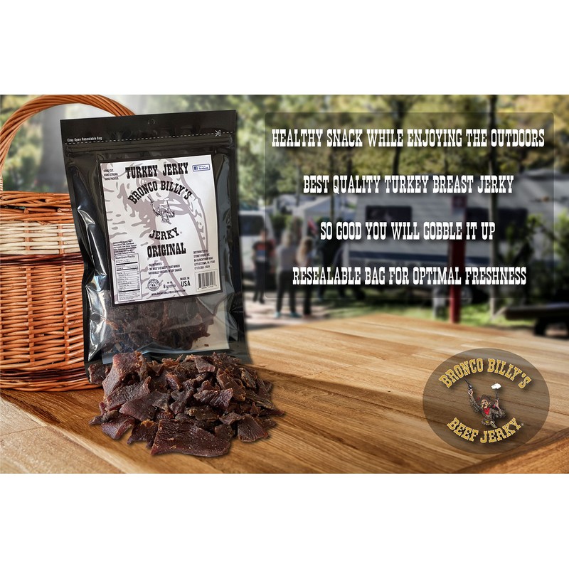 Bronco Billy's Turkey Jerky Original Flavor Half Pound Resealable Bag