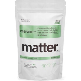 Matter Ossforte, Colageno Hidrolizado Puro Peptan® Grass Fed, Calcio y Minerales Quelados Albion® y TRAACS®, Apoyo a la Salud Ósea, Articulaciones y Bienestar Integral, 1 Bolsa con 30 Porciones, 300g