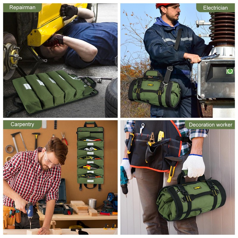 Tool Bag,Large Roll Up Tool Bag Organizer,13 Pockets Tool Roll
