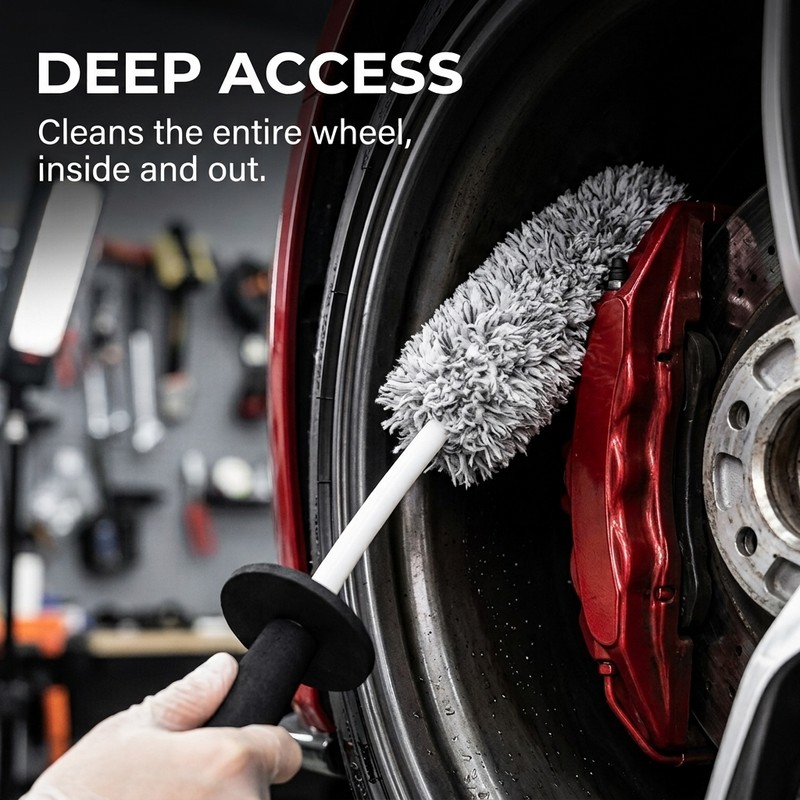 Car Wheel Cleaning Brush for Rims and Spokes – Plush