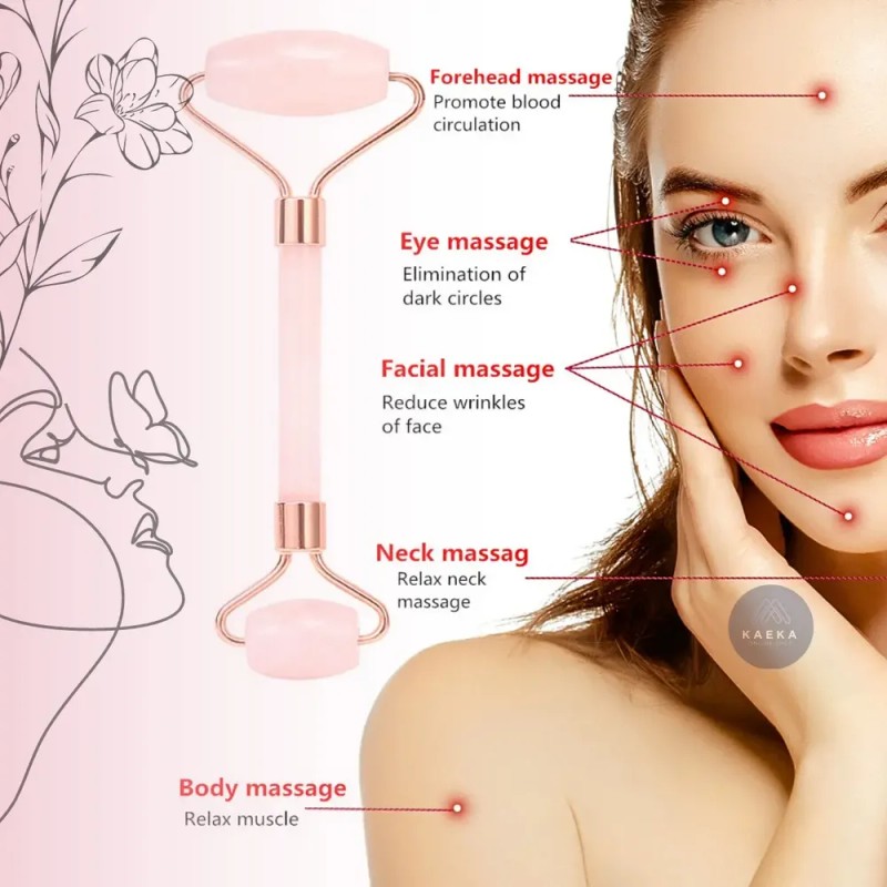 Placa de masaje facial antiarrugas Jade Stone Roller + Gua